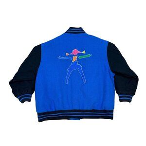 Vintage 90s RARE American Girl Gear Blue Varsity Bomber Wool Jacket Large